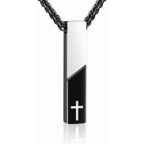 Urn Necklace for Ashes Cremation Jewelry for Ashes Cube Ashes Keepsakes Necklace Cross Bar Stainless Steel Memorial Urn Pendant Keepsake for Women Men
