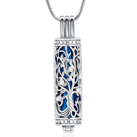 Urn Necklace for Ashes with Hollow Vial Cylinder Cremation Jewelry for Ashes Tree of Life Memorial Jewelry Gifts for Women Men Ashes Necklace Lockets Ashes Holder