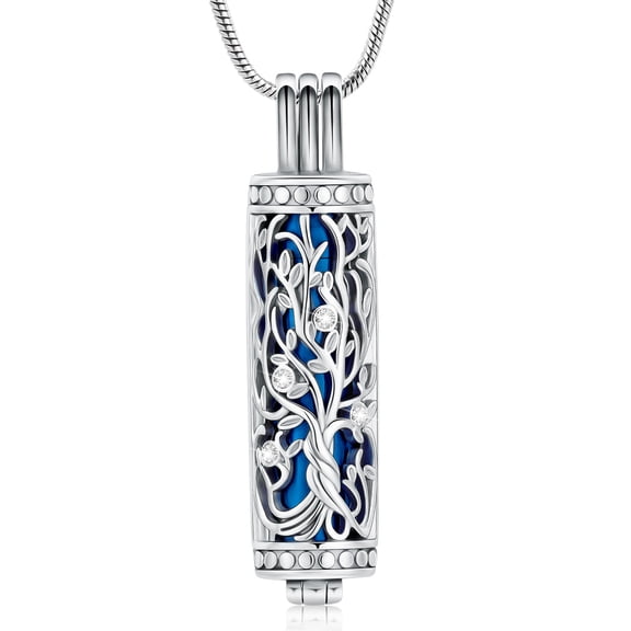 Urn Necklace for Ashes with Hollow Vial Cylinder Cremation Jewelry for Ashes Tree of Life Memorial Jewelry Gifts for Women Men Ashes Necklace Lockets Ashes Holder