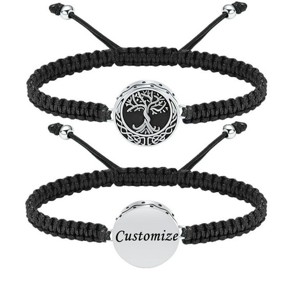 Cremation Jewelry Tree of Life Urn Bracelet for Ashes for Women Men Adjustable Stainless Steel Memorial Keepsake Rope Bracelet