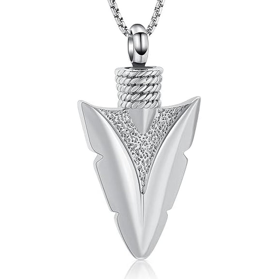 Urn Necklace for Men Women - Arrowhead Urn Necklace Stainless Steel Memorial Pendant Cremation Ash Jewelry Bereavement Keepsakes Gift for Loss of a Loved One