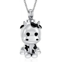 Urn Necklace for Ashes Cow Cremation Jewelry Memorial Keepsake Pendant for Women Men Stainless Steel Cremation Necklaces with Filling Tool