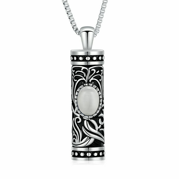 Urn Necklace for Ashes Cremation Jewelry Cylinder Crystal Urn Pendant Stainless Steel Memorial Pendant Keepsake with Funnels Ashes Necklace