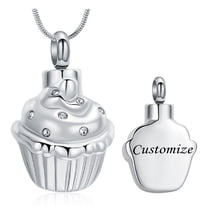 Urn Necklace for Ashes Cupcake Cremation Jewelry Stainless Steel Urn Pendant for Women Men Keepsake Memorial Ashes Jewelry