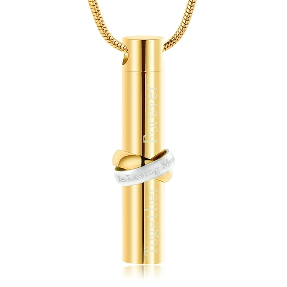 Urn Necklace for Ashes Memorial Cremation Jewelry for Ashes, Cylinder Urn Locket for Ashes Stainless Steel Urns Pendant