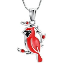 Urn Necklace for Ashes - Red Cardinal Cremation Urn Necklace for Pet Keepsake Memorial Ash Pendant Jewelry for Women Men
