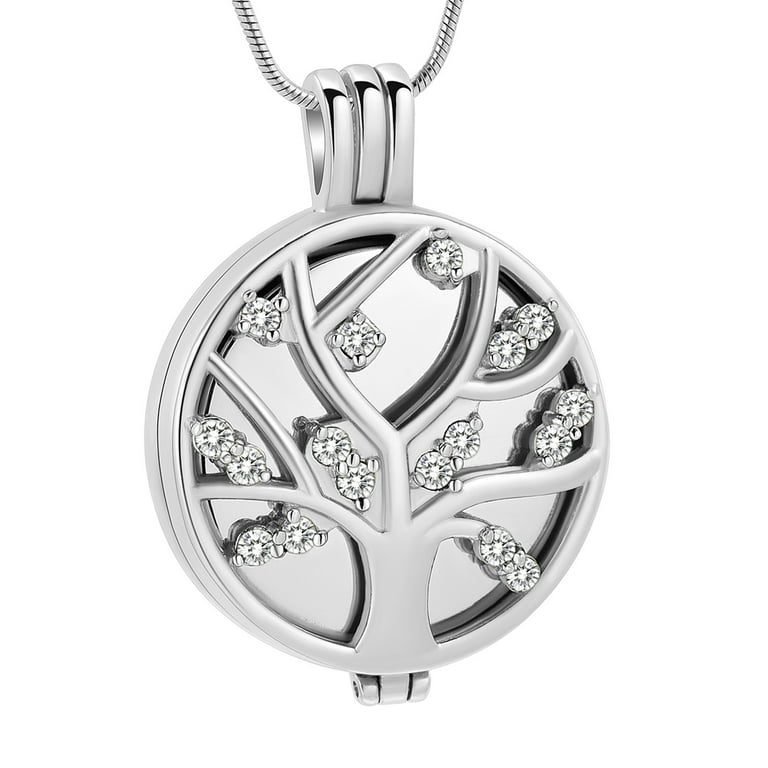 Tree Of Life Cremation Urn Necklace - Hollow Teardrop Pendant For Ashes, Sterling Silver Memorial Jewelry