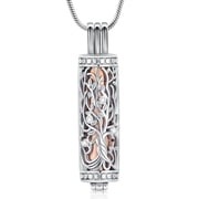 Urn Necklace for Ashes with Hollow Vial Cylinder Tree of Life Memorial Jewelry for Women Men Ashes Holder