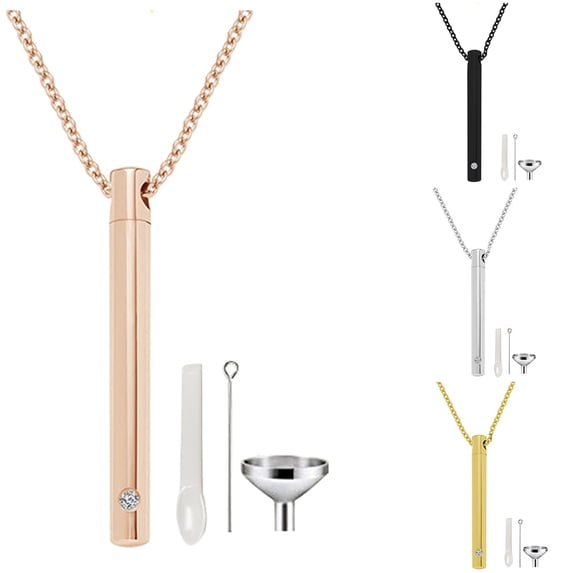 Urn Necklace for Pet Ashes, Stainless Steel Cremation Necklace with Crystal Memorial Pendant Necklace for Men Women