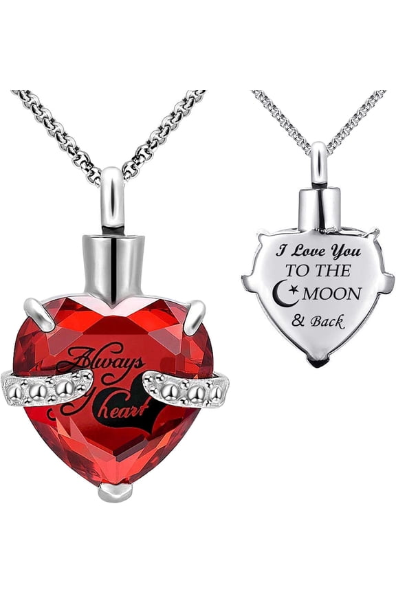 Urn Necklaces for Ashes Always in My Heart Heart Cremation Jewelry Memorial Pendant Birthstone Necklace[v7695]