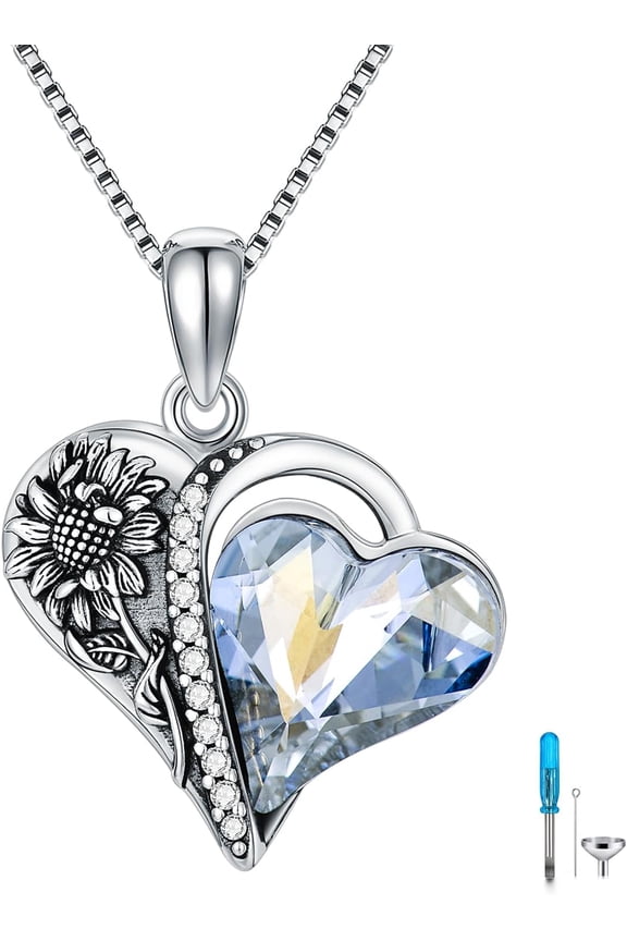 Urn Necklaces for Ashes of Loved Ones 925 Sterling Silver Heart Locket Urn Necklace Cremation Keepsake Memorial Jewelry Gifts for Women Men