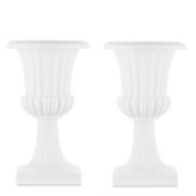 Urn Planter for Outdoor Plants 19.7 inch Tall White Plastic Garden Plant Pot 2 Pack