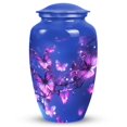 thumbnail image 1 of Urn Purple Butterfly - Large Cremation Urns - Blue Urns - Decorative Urns - Large Urns For Human Ashes Adult Male - Urns For Human Ashes Adult Female Mom - Metal Urn (Size- 10 Inch), 1 of 5