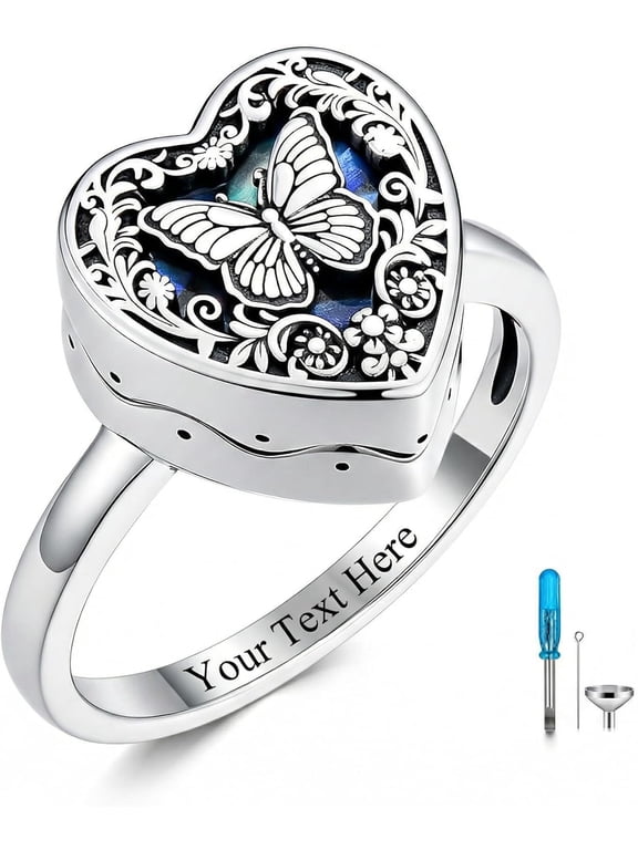 Urn Ring for Ashes 925 Sterling Silver Cremation Rings Always in My Heart Memorial Keepsake Jewelry Gifts for Women