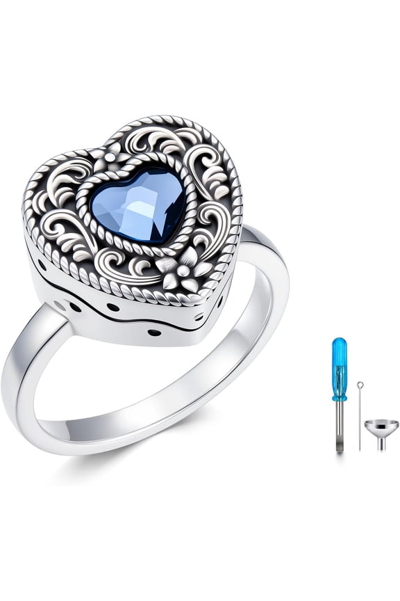 Urn Ring for Ashes 925 Sterling Silver Cremation Rings Always in My Heart Memorial Keepsake Jewelry Gifts for Women