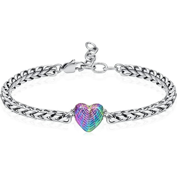 Urn for Ashes Heart Bracelet for Women Stainless Steel Cremation Bangle Jewelry Adjustable Keepsake Memorial Bracelet