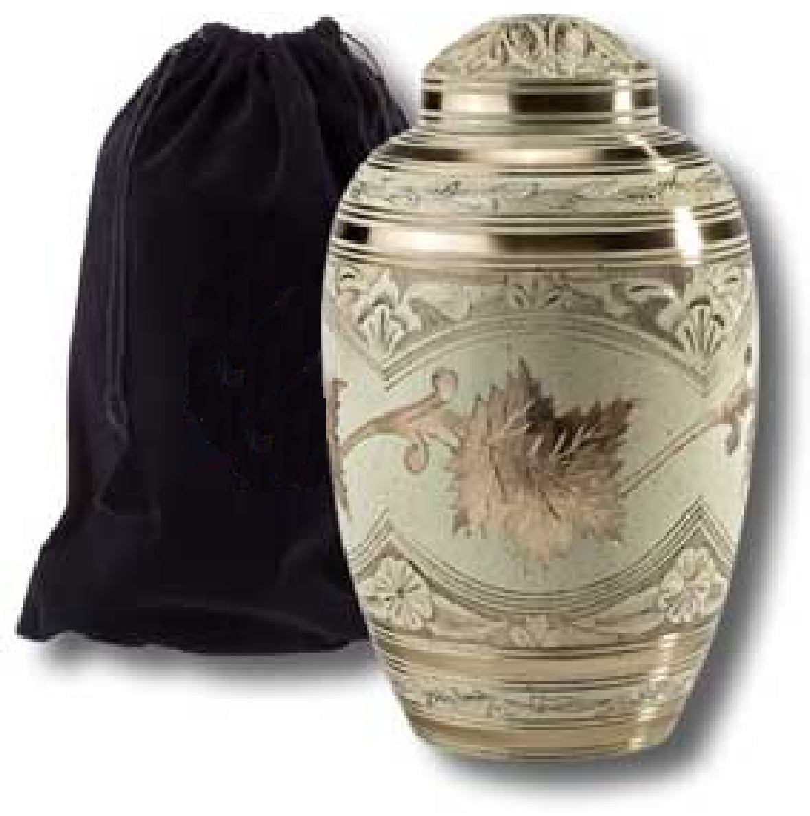 UrnConcern Cremation Urn | Solid Brass | Hand Engraved Cremation Urn | Perfect For Adults Children And Pets | Great Value Memorial Product And A Beautiful Cremation Urn | Velvet Pouch Included