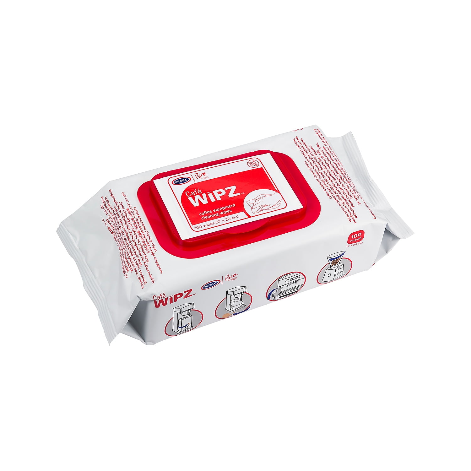 Cafe Wipz Coffee Equipment Cleaning Wipes, Fragrance-Free, 100 Wipes/Bag, 12 Bags/Carton Cafe Wipz Coffee Equipment Cleaning Wipes, Fragrance-Free, 100 Wipes/Bag, 12 Bags/Carton