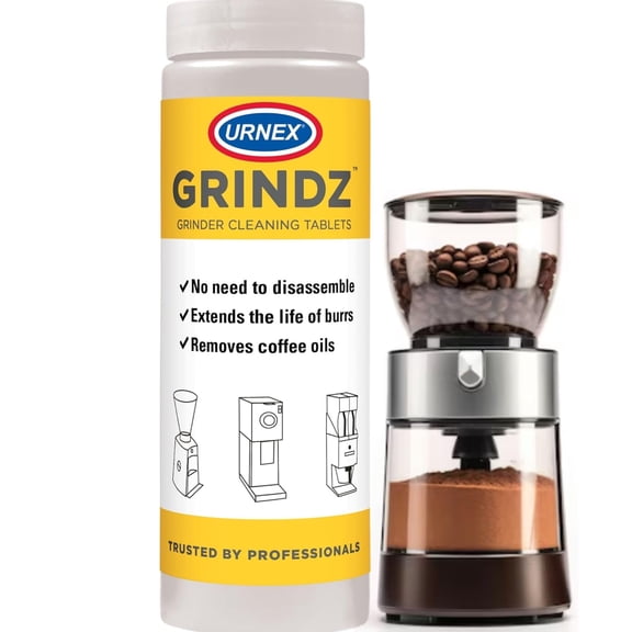 Urnex Grindz Professional Coffee Grinder Cleaning Tablets - 430 Grams - All Natural Food Safe Gluten Free - Cleans Burr and Casing - Help Extend Life of Your Grinder