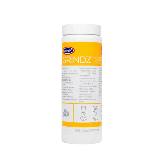 Urnex Grindz Professional Coffee Grinder Cleaning Tablets - 430 Grams - All Natural Food Safe Gluten Free - Cleans Burr and Casing - Help Extend Life of Your Grinder