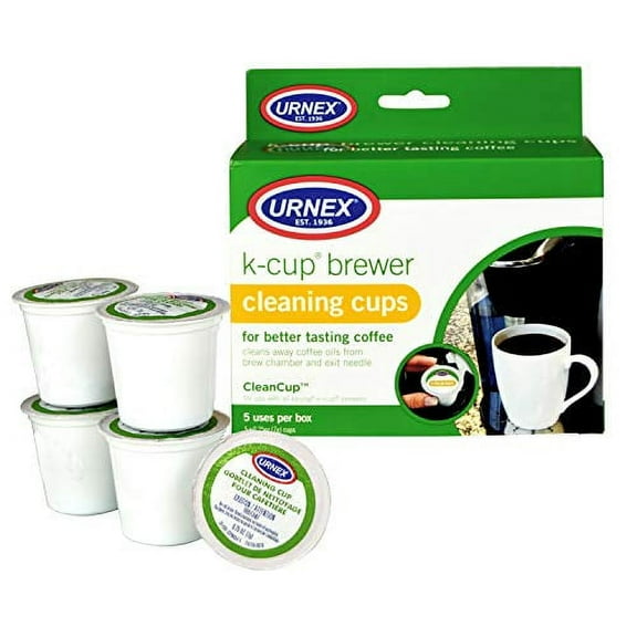 Urnex K-Cup Cleaner - 5 Cleaning Cups - for Keurig Machines Compatible with Keurig 2.0 - Removes Stains Non-Toxic