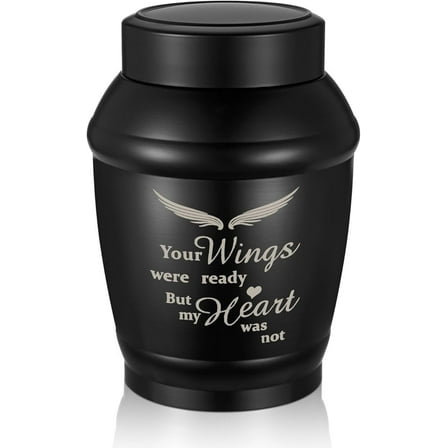 Urns for Human Ashes - 5.5 Inches Black Angel Wings Urn for Ashes Keepsake, Cremation Urns Memorial Holder, Funeral Decorative Urn for Women Men-Black Cross