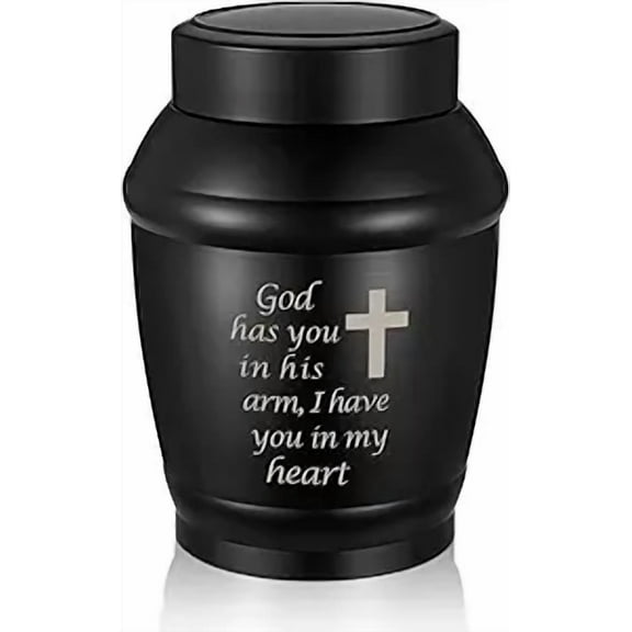 Urns for Human Ashes - 5.5 Inches Black Angel Wings Urn for Ashes Keepsake, Cremation Urns Memorial Holder, Funeral Decorative Urn for Women Men-Black Cross