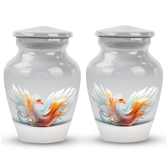 Urns For Human Ashes Adult Female Mom - Cremation Urns For Burial - Small Urns For Human Ashes Keepsake - Cremation Urns For Adult Ashes Women - White Phoenix Funeral Urn (Size-3",2 Pcs)