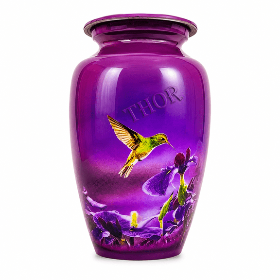 Urns for Human Ashes Adult Female Burial Urns Decorative Urns Funeral Urns Cremation Urns for Women and Men Purple Hummingbird Large