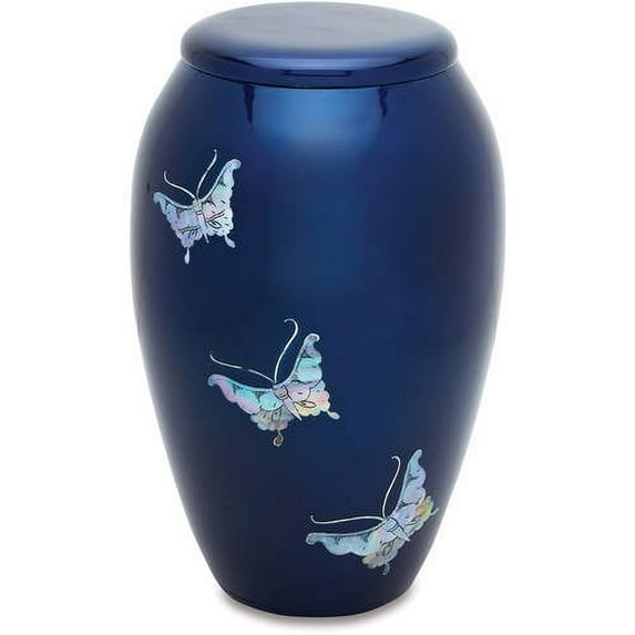 Urnsdirect2U Blue Butterfly Adult Cremation Urn, 220 Cu In