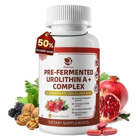 Urolithin A Supplement Capsules - Pomegranate, Trans-Resveratrol & Grape Seed Extract - Supports Mitochondrial Health & Healthy Aging, Gut Health Support - 120 Capsules