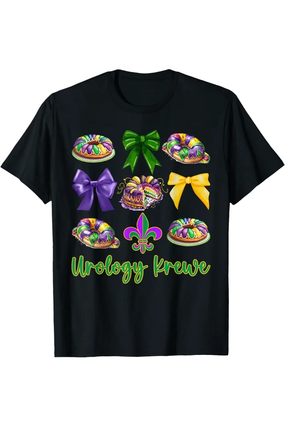 Urology Krewe Cake Mardi Gras Coquette Bow Nephrology Doctor T-Shirt