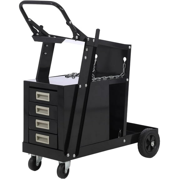 Urparcel Welding Cart, Rolling Welding Cart with 220 Lbs Load Capacity, Welder Cart with Wheels, Cast Iron Cart for TIG MIG Welder and Plasma Cutter Without Drawers