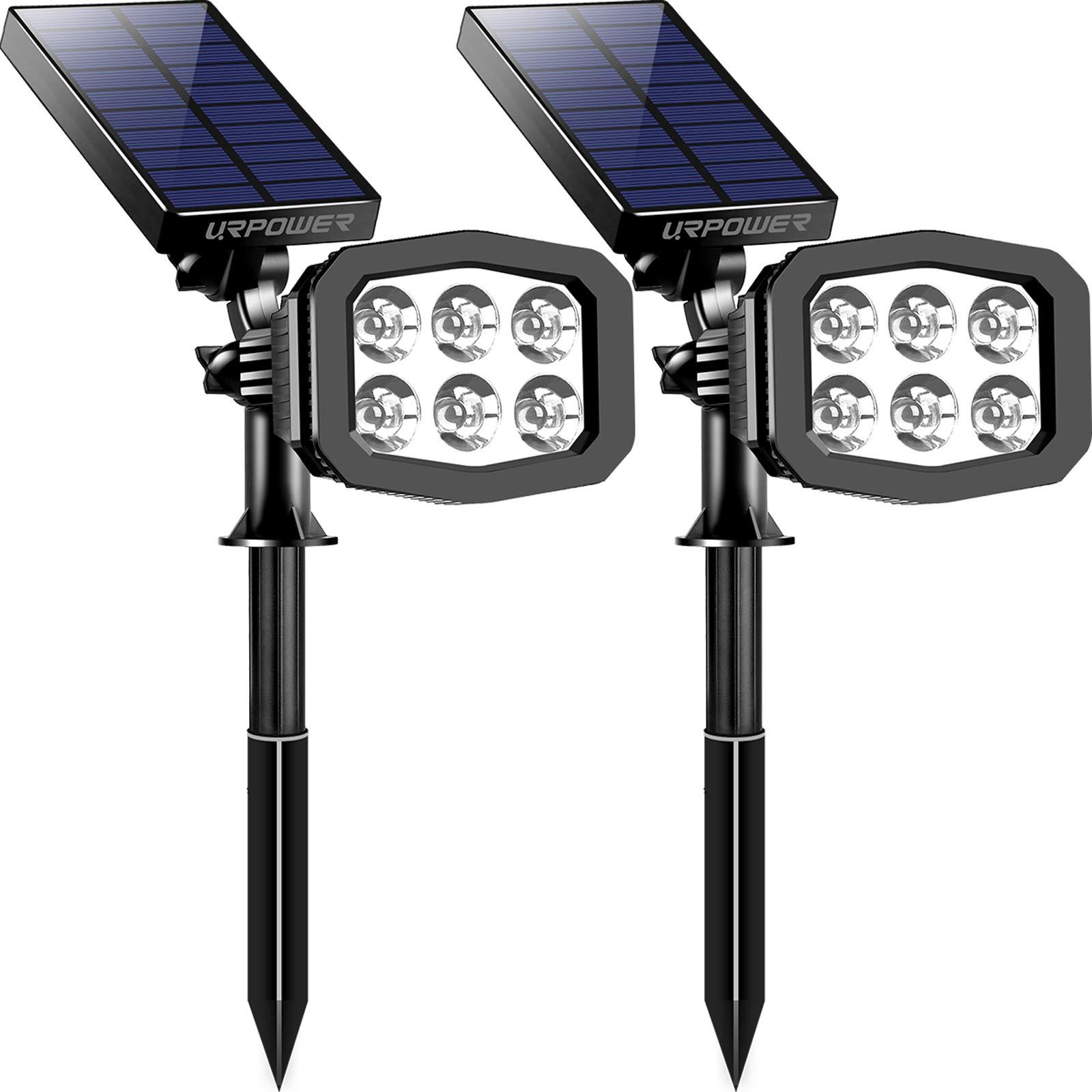 URPOWER Solar Lights Outdoor, Upgraded 2 Modes Solar Lights 2-in-1 Waterproof Solar Spotlight Auto On/Off Solar Wall Lights Pathway Lights Landscape Lighting for Yard Garden Pool- Cool White (2 Pack) - image 1 of 8