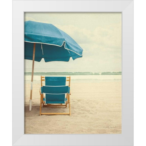 Urquhart, Elizabeth 15x18 White Modern Wood Framed Museum Art Print Titled - Under the Umbrella II - Bright Turquoise