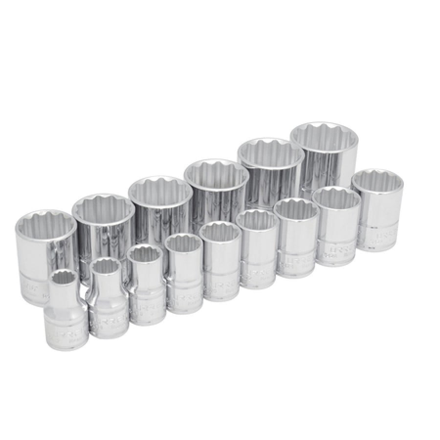 Urrea 1/2-Inch Drive 12-Point Chrome Socket Set – 17-Piece With Rail & Clips – Professional Grade