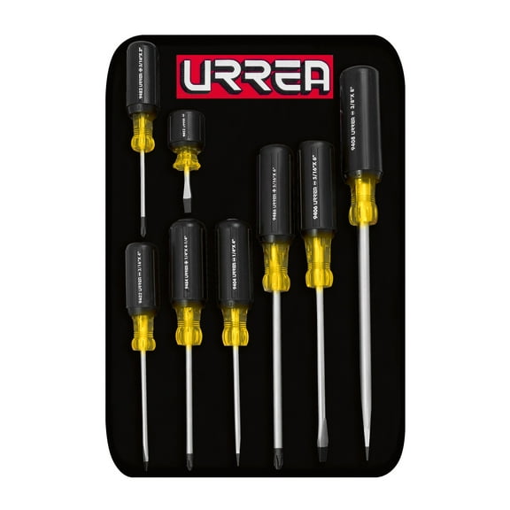 Urrea Cushion Grip Screwdriver Set, 8 Pieces