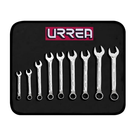 Urrea Metric Full Polished 12 Point Short Combination Wrench Set, 9 Pieces