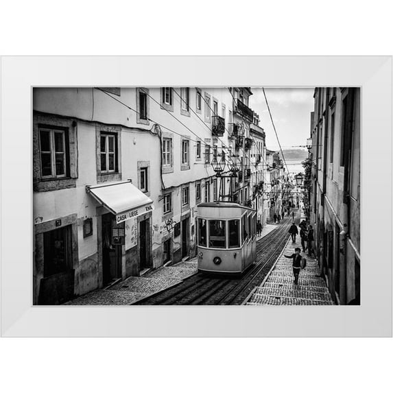 Urrutia, Adolfo 18x13 White Modern Wood Framed Museum Art Print Titled - Tram In Lisbon