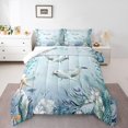 thumbnail image 1 of Ursine Seal Comforter Set Teal Blue Ocean Beach Coastal Queen Bedding Comforter Sets ,Starfish Octopus Tentacles Quilt Underwater Creature Coral Duvet Insert, 1 of 5
