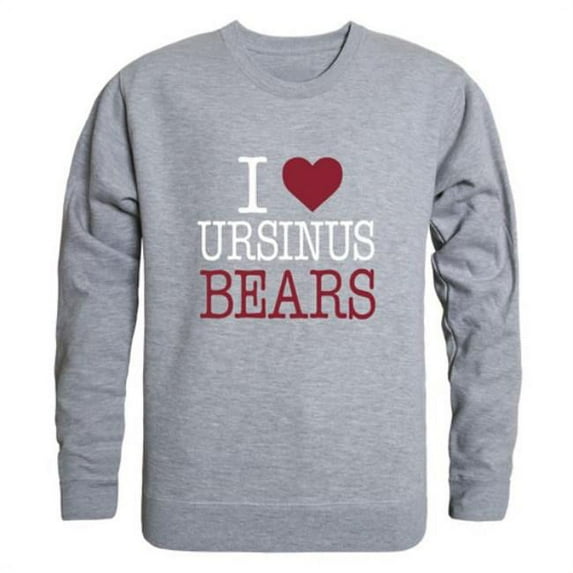 Ursinus College Bears I Love Crewneck Sweatshirt, Heather Grey - 2XL
