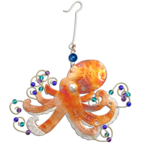 Ursula Eight Legs Octopus Beads Metal Christmas Ornament 4.75 Inch Fair Trade