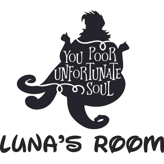 Ursula Unfortunate Soul Cartoon Customized Wall Decal - Custom Vinyl Wall Art - Personalized Name - Baby Girls Boys Kids Bedroom Wall Decal Room Decor Wall Stickers Decoration Size (10x10 inch)