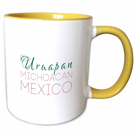 Uruapan, Michoacan national colors patriot Mexico home town design 11oz Two-Tone Yellow Mug mug-311753-8