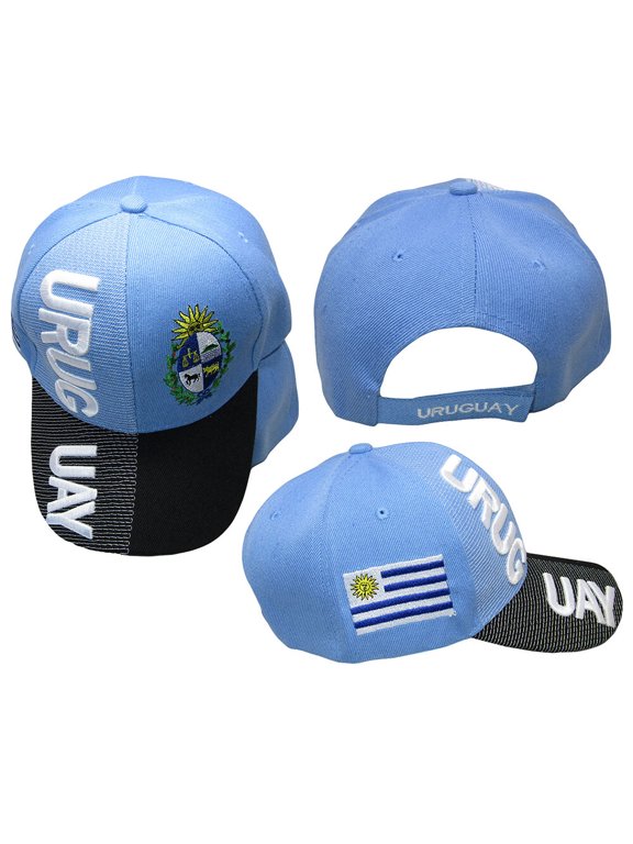 Uruguay Country Light Blue Black White Letter Patch On Side Embroidered Hat Cap