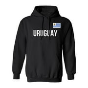 Uruguay Flag - Soccer Cup Inspired Fans Supporter Unisex Hooded Sweatshirt (Black, Small)