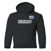 Uruguay Flag - Soccer Cup Inspired Fans Supporter Youth Hooded Sweatshirt (Black, Youth X-Large)