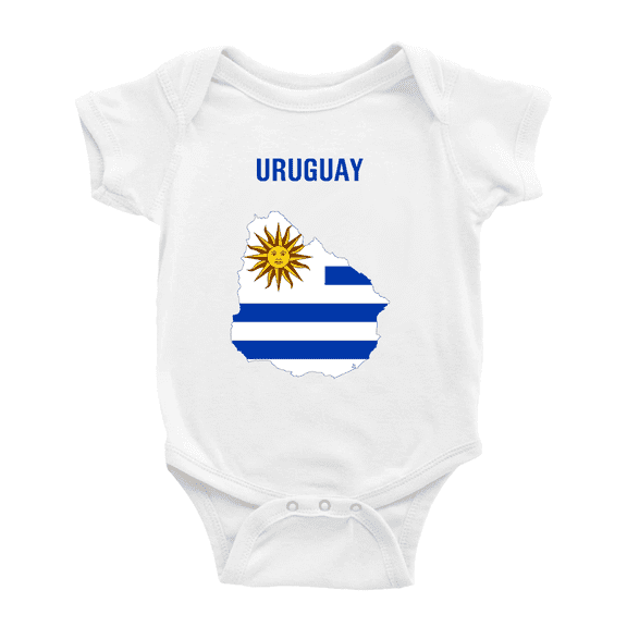Uruguay Map Flag Cute Baby Rompers Bodysuit (White, 6-12 Months)
