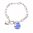 thumbnail image 1 of Uruguay National Flag South America Country Heart Chain Bracelet Jewelry Charm Fashion, 1 of 3