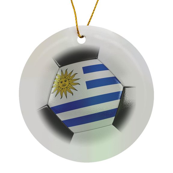 3drose, Uruguay Soccer Ball, Circle Porcelain Ornament